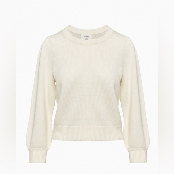 Aritzia Wilfred Seabrook Puff-sleeve Sweater Light Birch Cream Size Small - Picture 2 of 9